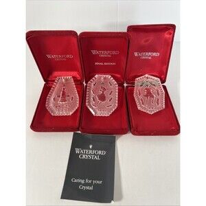 Vintage Waterford Crystal Ornaments 1991, 992, and 1993 The 12 Days of Christmas